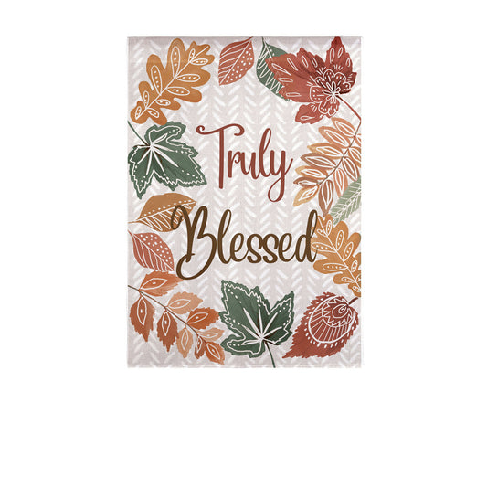 Blessed Leaves Printed Burlap Garden Flag; Polyester 12.5"x18"