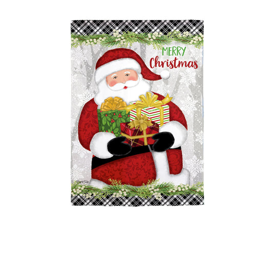 Merry Santa Printed Textured Suede Garden Flag; Polyester 12.5"x18"