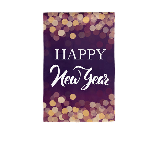 Happy New Year Printed Textured Suede Garden Flag; Polyester 12.5"x18"