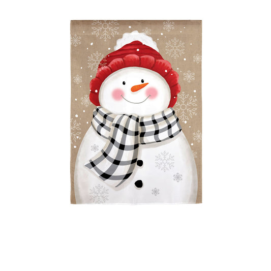 Winter Cheer Snowman Printed Textured Suede Garden Flag; Polyester 12.5"x18"