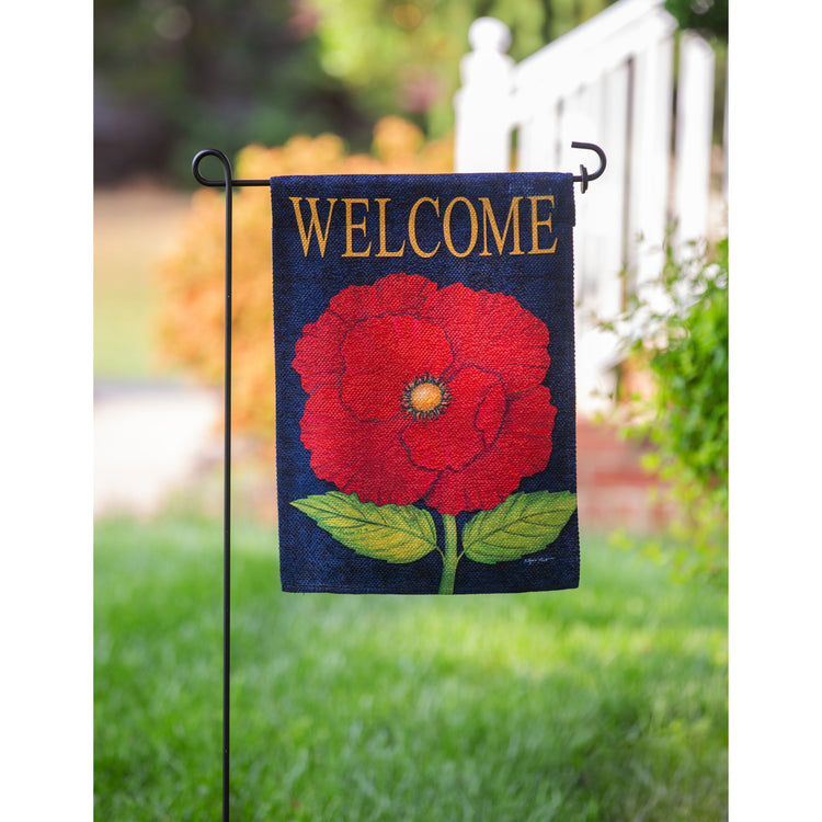Welcome Poppy Printed Textured Suede Garden Flag; Polyester 12.5"x18"