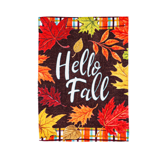 Plaid Hello Fall Garden Flag