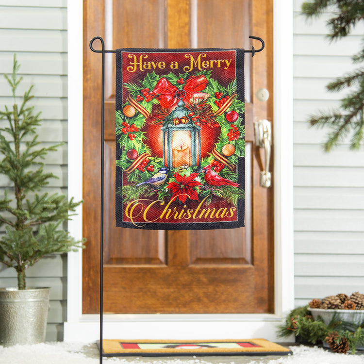 Have a Merry Christmas Lantern Printed Textured Suede Garden Flag; Polyester 12.5"x18"