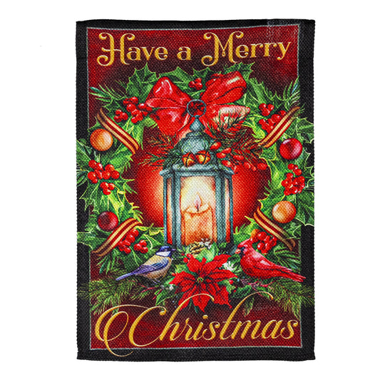 Have a Merry Christmas Lantern Printed Textured Suede Garden Flag; Polyester 12.5"x18"