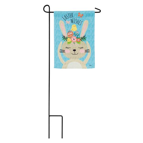 "Easter Wishes" Printed Suede Garden Flag; Polyester