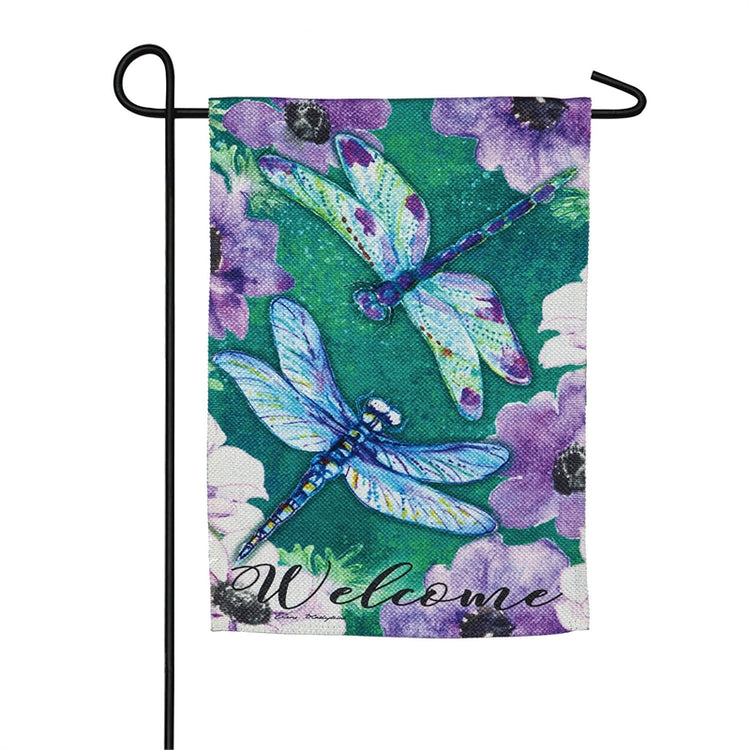 Welcome Dragonfly Duo Garden Flag