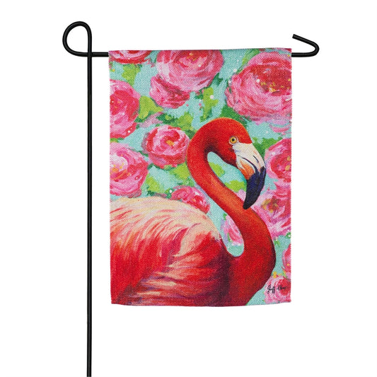 Floral Flamingo Garden Flag