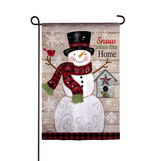 "Snow Place Like Home" Printed Textured Suede Garden Flag; Polyester