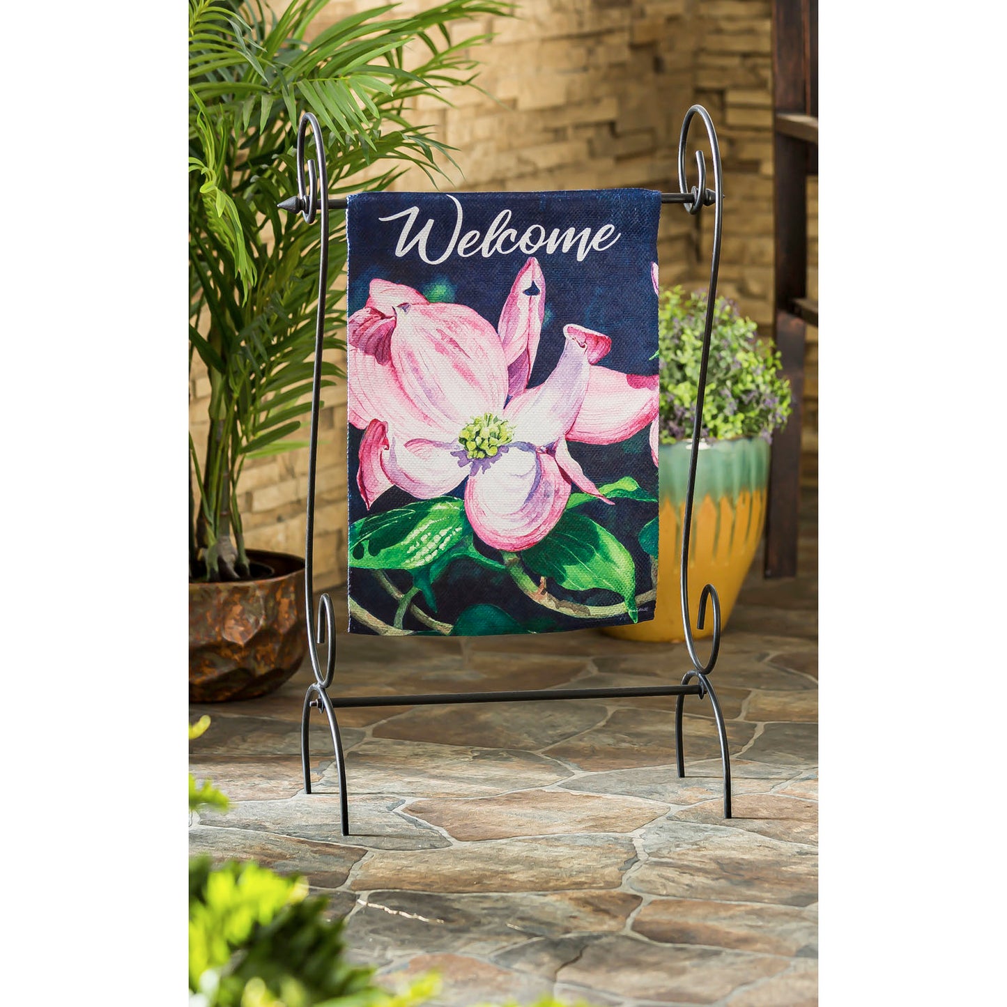Dogwood Blossoms Printed Textured Suede Garden Flag; Polyester 12.5"x18"