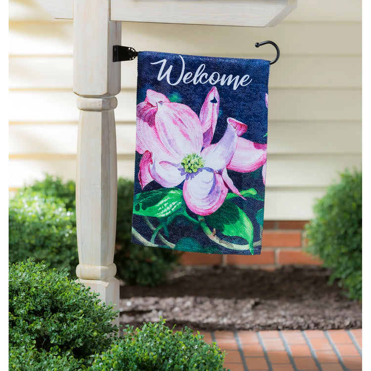 Dogwood Blossoms Printed Textured Suede Garden Flag; Polyester 12.5"x18"