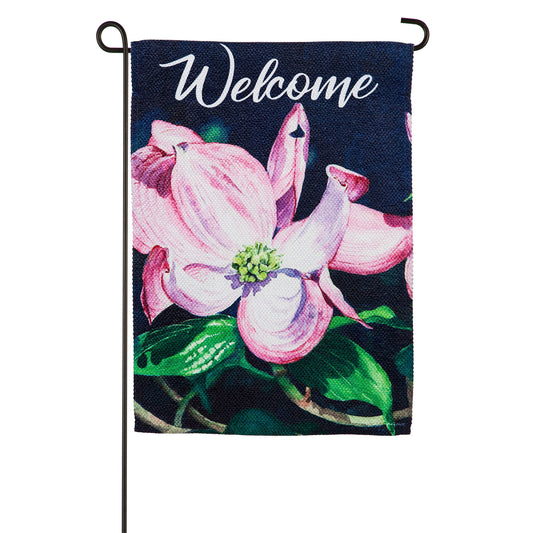 Dogwood Blossoms Printed Textured Suede Garden Flag; Polyester 12.5"x18"