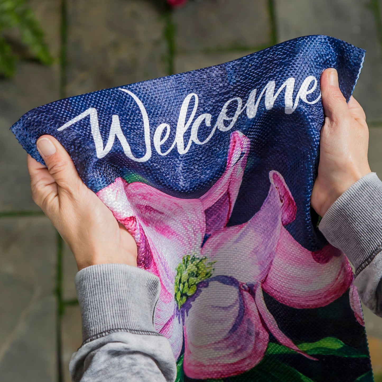 Dogwood Blossoms Printed Textured Suede Garden Flag; Polyester 12.5"x18"