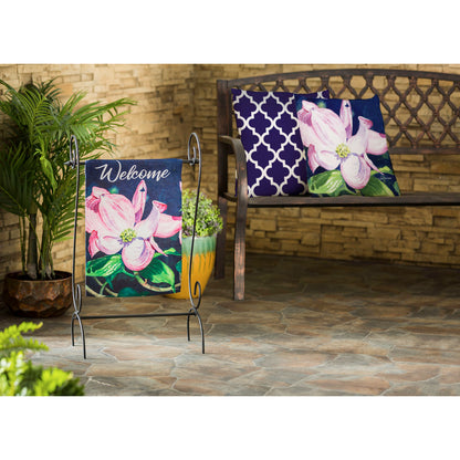 Dogwood Blossoms Printed Textured Suede Garden Flag; Polyester 12.5"x18"