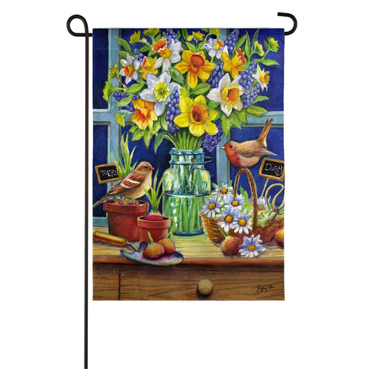 Floral Mason Jar & Robins Garden Flag