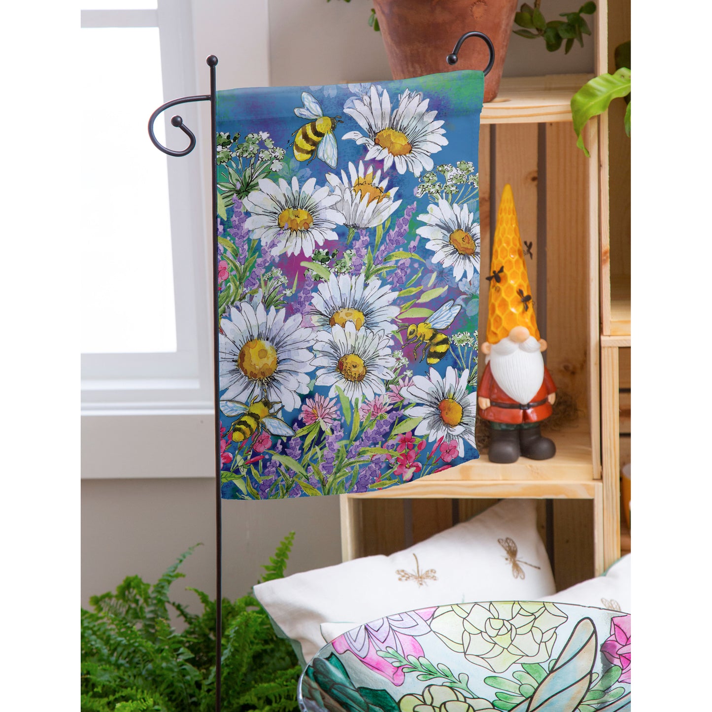 Watercolor Daisies Garden Flag