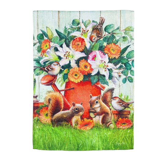 Watering Can Critters Garden Flag