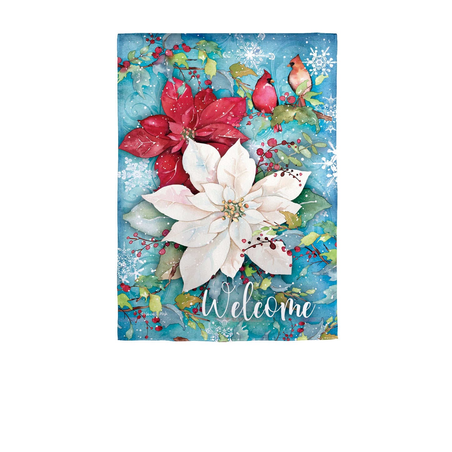 Winter Melody Printed Glisten Garden Flag; Polyester 12.5"x18"
