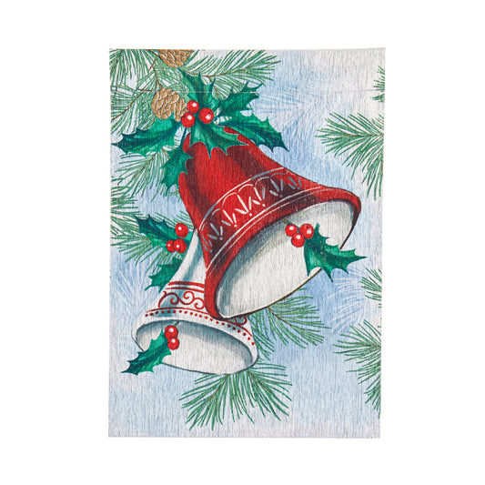 Christmas Bells Printed Glisten Garden Flag; Polyester 12.5"x18"