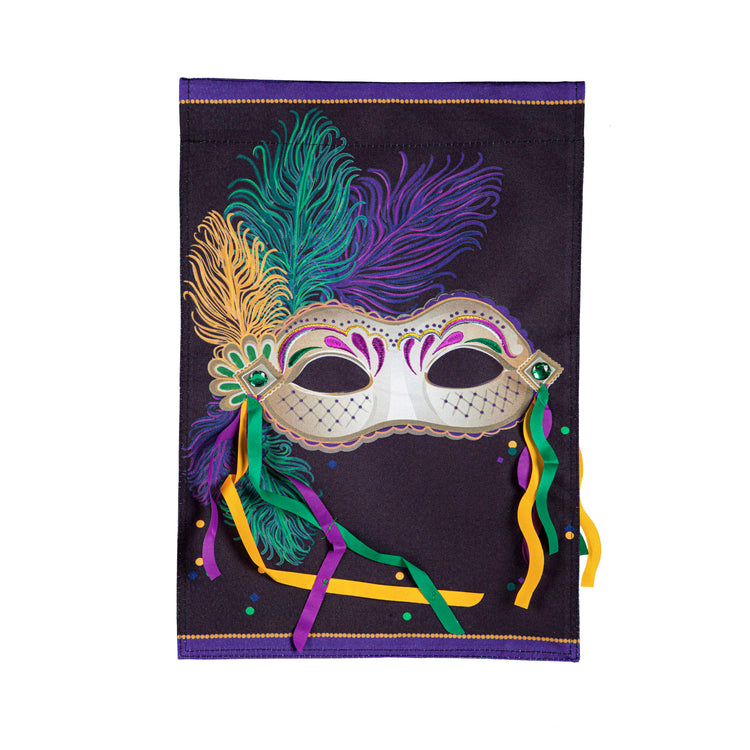 Mardi Gras Mask  Garden Flag; Linen Textured Polyester 12.5"x18"