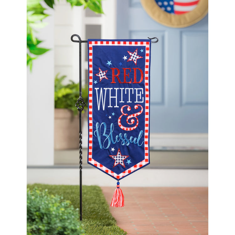 Red, White, and Blessed Everlasting Impressions Garden Flag