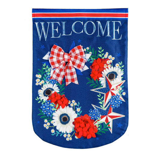 Patriotic Floral Wreath Garden Flag