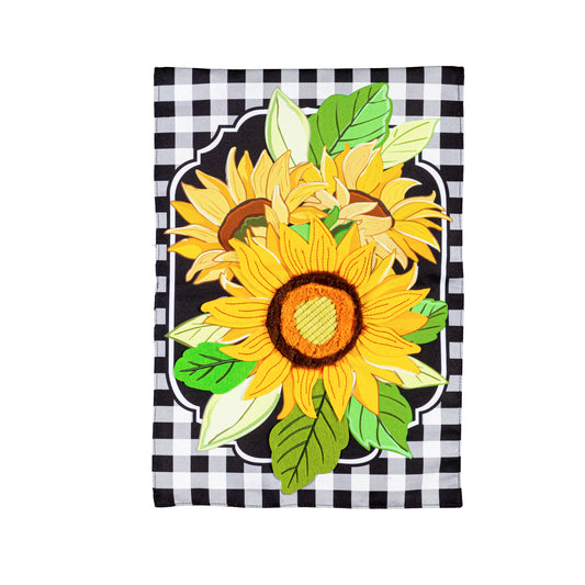 Sunflowers and Checks Garden Flag