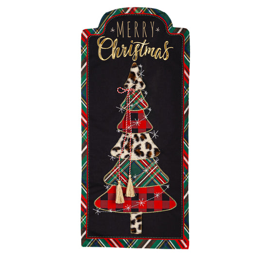 Mixed Print Christmas Tree Printed Everlasting Impressions Garden Flag; Polyester-Linen Blend 12.5"x28"