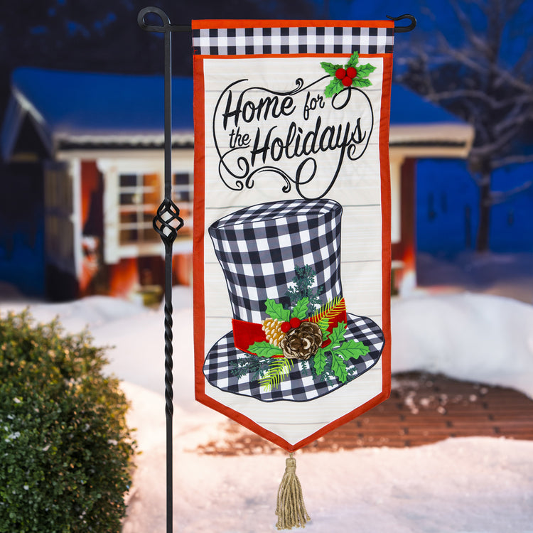 Holiday Top Hat Printed Everlasting Impressions Garden Flag; Polyester-Linen Blend 12.5"x28"