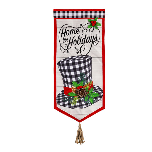 Holiday Top Hat Printed Everlasting Impressions Garden Flag; Polyester-Linen Blend 12.5"x28"