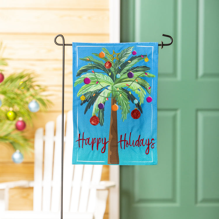 Tropical Christmas Garden Flag; Linen Textured Polyester 12.5"x18"