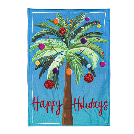 Tropical Christmas Garden Flag; Linen Textured Polyester 12.5"x18"