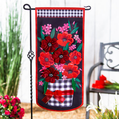 Spring Flowers with Check Everlasting Impressions Garden Flag