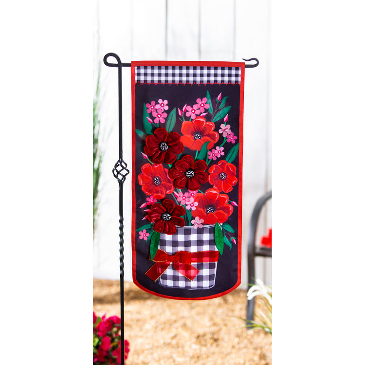Spring Flowers with Check Everlasting Impressions Garden Flag