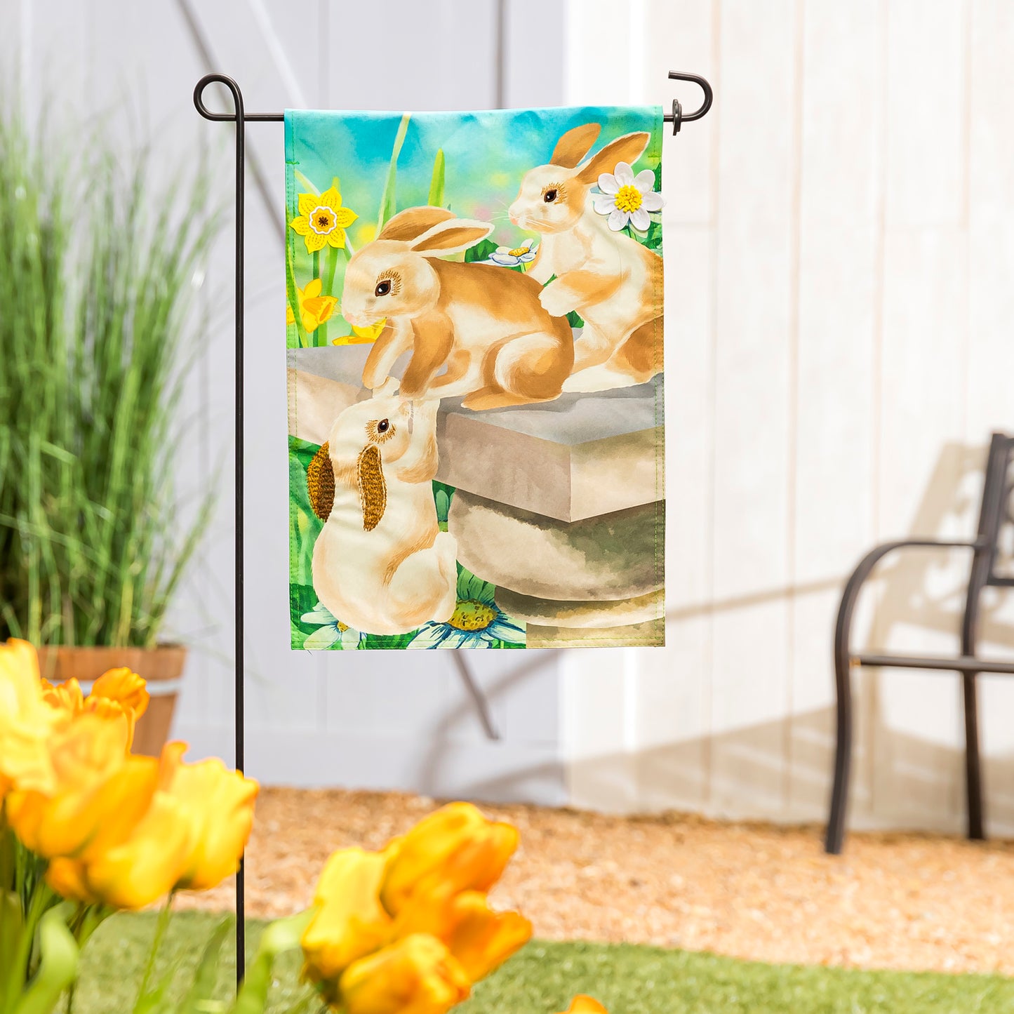 Spring Bunny Playmates Garden Flag