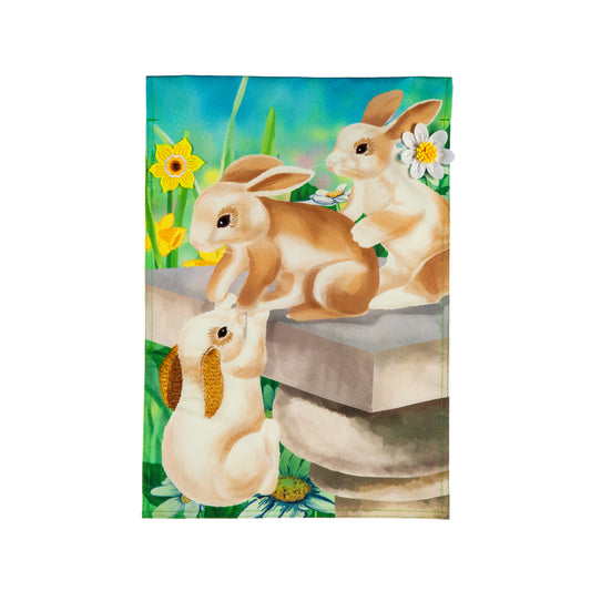 Spring Bunny Playmates Garden Flag