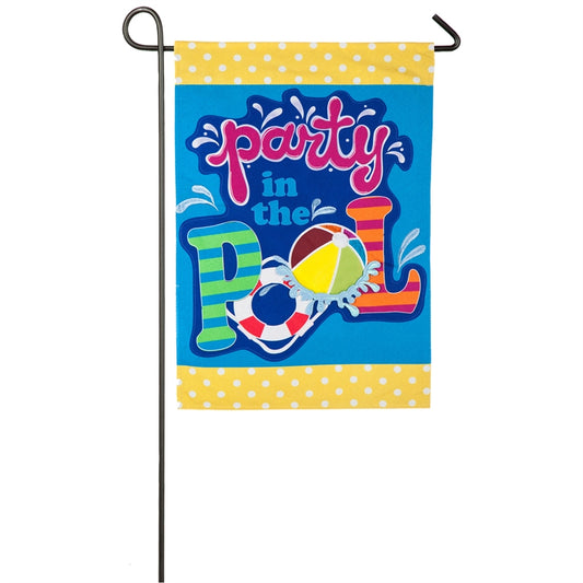 Pool Party Time Garden Flag