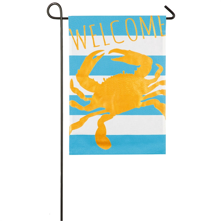 Crab Stripe Welcome Garden Flag