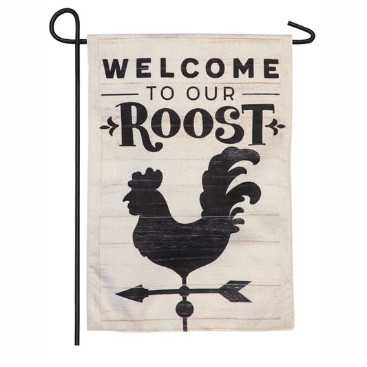"Welcome to Our Roost" Seasonal Garden Flag; Linen Textured Polyester