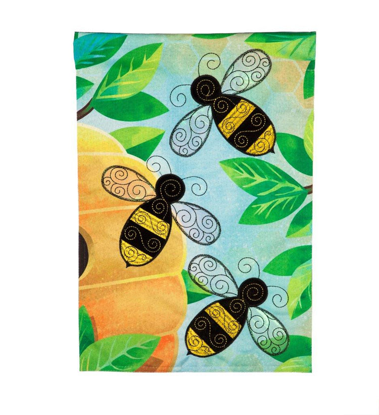 Bees Quilled Look Garden Flag