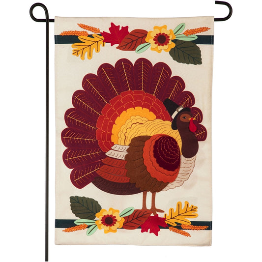 "Pilgrim Turkey" Seasonal Garden Flag; Linen Textured Polyester