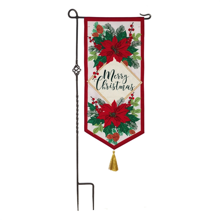 Christmas Poinsettias Printed Everlasting Impressions Garden Flag; Polyester-Linen Blend