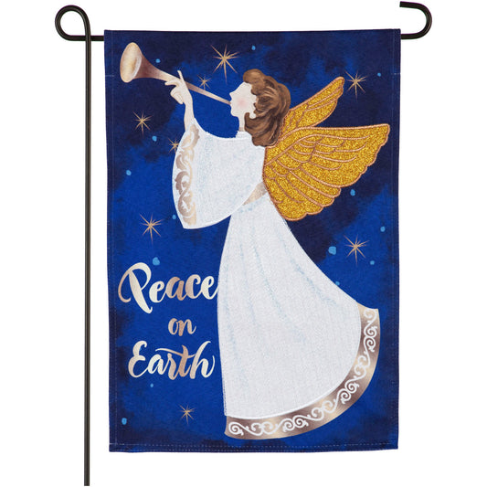Christmas Lace Angel Printed Garden Flag; Polyester-Linen Blend 12.5"x18"