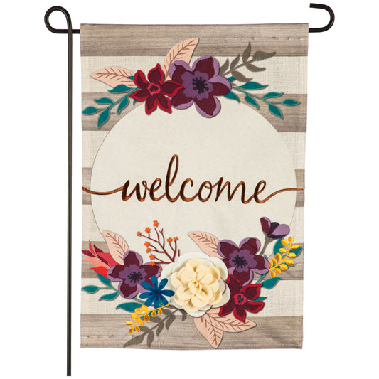 Fall Stripes Welcome Garden Flag