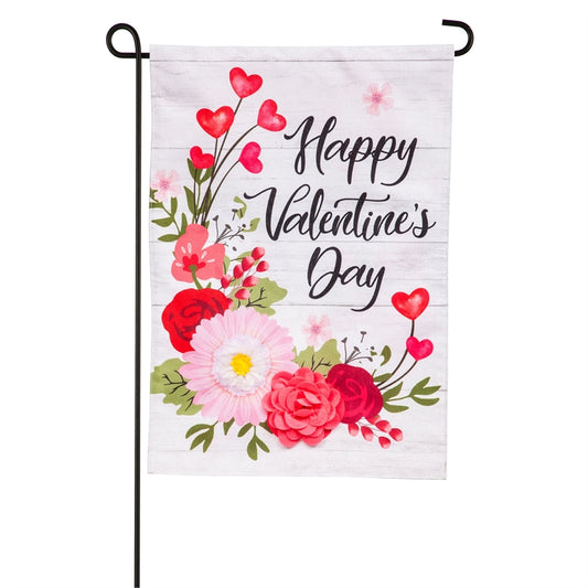 Valentine's Day Shiplap Floral Garden Flag