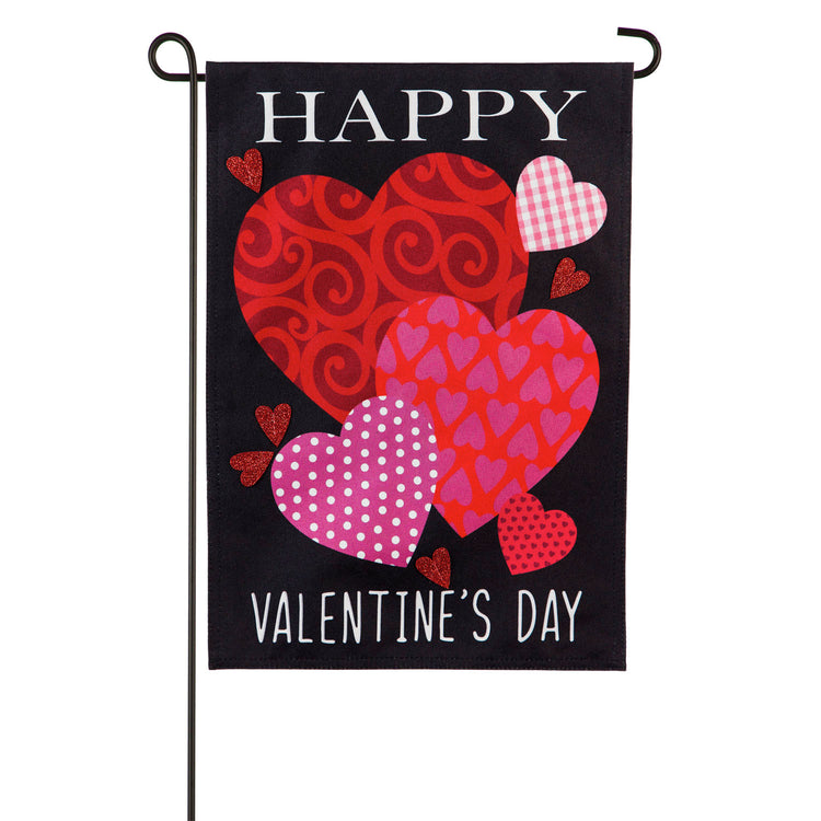 Valentine's Day Mixed Print Hearts Garden Flag
