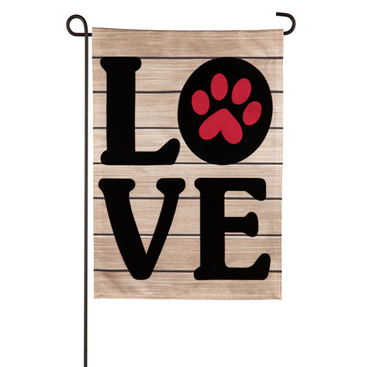 Pet LOVE Garden Flag; Linen Textured Polyester 12.5"x18"