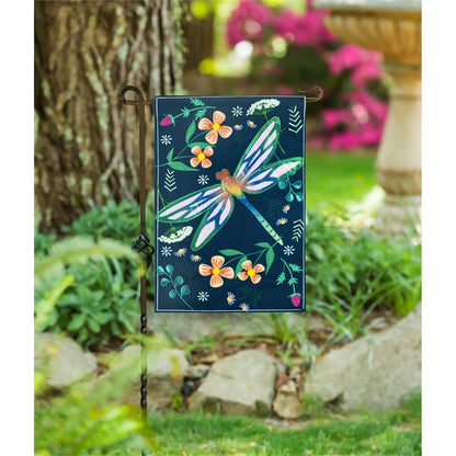 Floral Dragonfly Garden Flag