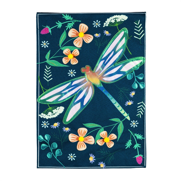 Floral Dragonfly Garden Flag