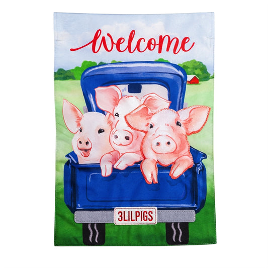 Pig Trio Garden Flag