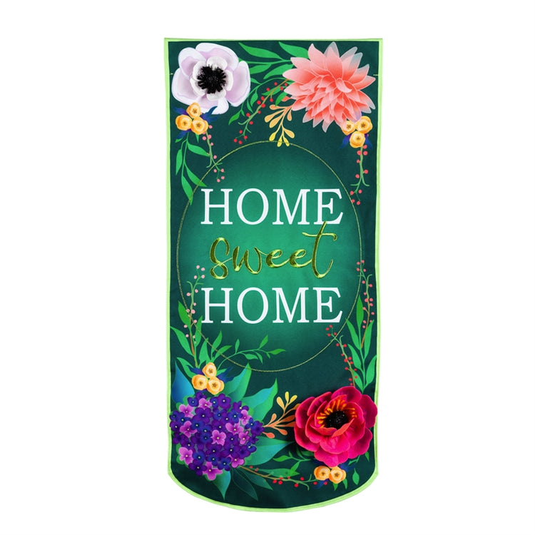 Floral Home Sweet Home Printed Everlasting Impressions Garden Flag; Polyester-Linen Blend 12.5"x28"
